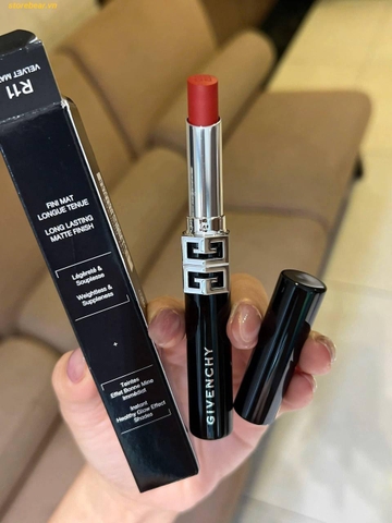 Son Givenchy Le Rouge Velvet Matte Lipstick màu R11 Đỏ Cam Cháy