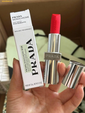 Son Prada Monochrome Soft Matte Lipstick R126 Scarlet Màu Đỏ Cam San Hô
