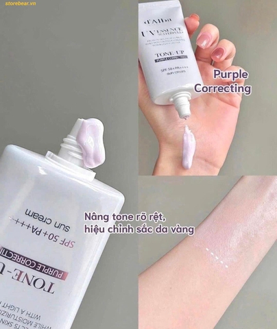 Kem chống nắng tím nâng tone d'Alba Waterfull Tone-Up Purple Correcting Set 2 Tuýp