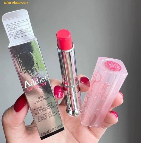 Son Dưỡng Dior Addict Lip Glow Màu 033 Coral Pink - Hồng San Hô Fullbox