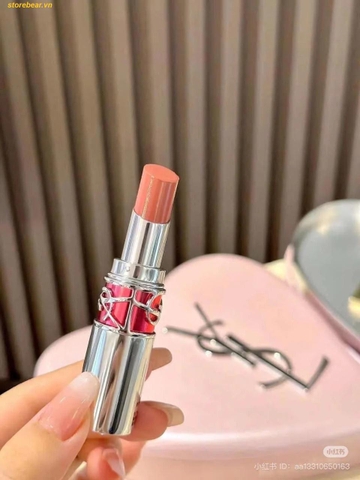 Son YSL Rouge Volupte Candy Glaze Lip Gloss Stick 15 Showcasing Nude Màu Cam Nude Đất