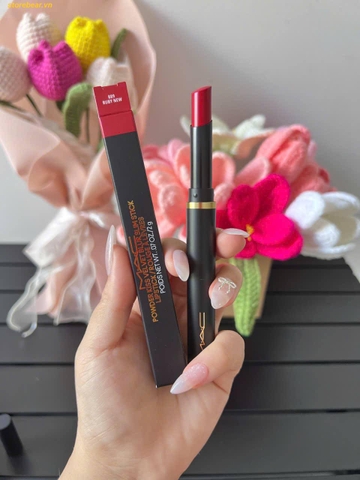 Son Mac Powder Kiss Velvet Blur Slim 889 Ruby New - Màu Đỏ Ruby