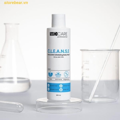 Sữa tắm tẩy tế bào chết và giảm mụn MD Care AHAs & BHA Exfoliating Body Wash 200ml