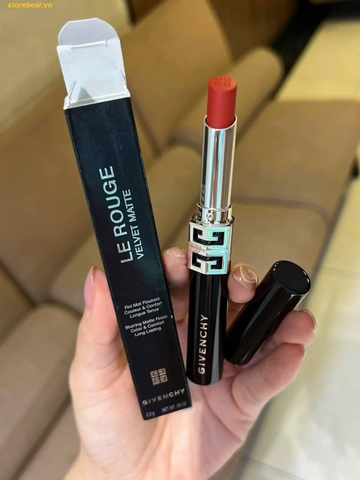 Son Givenchy Le Rouge Velvet Matte Lipstick màu R11 Đỏ Cam Cháy