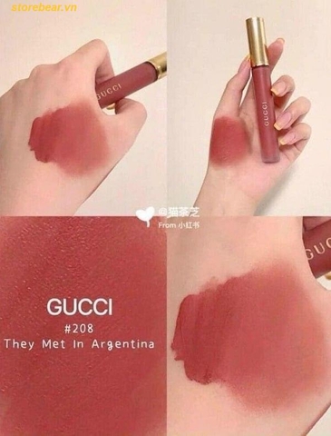 Son Kem Gucci Rouge Liquid Matte Màu 208 They Met in Argentina - Hồng Đất