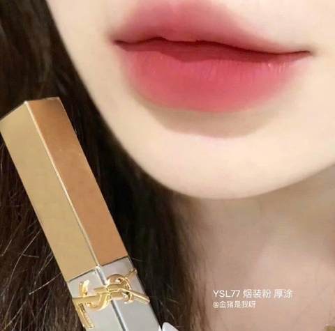 Son YSL The Slim Leather Matte 77 - Hồng Nude Vỏ Bạc