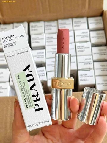 Son Lì Prada Monochrome Hyper Matte Lip B02 Quartz Màu Hồng Đào