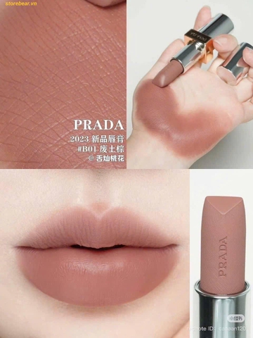 Son Prada Monochrome Hyper Matte Lipstick B01 Argile Màu Nâu Tây