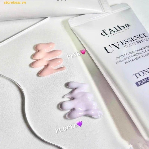 Kem chống nắng tím nâng tone d'Alba Waterfull Tone-Up Purple Correcting Set 2 Tuýp