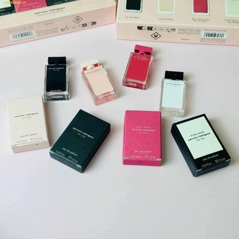 Set Nước hoa Narciso Rodriguez Mini 4 chai - Set nước hoa hộp quà hoa túi giấy thiệp