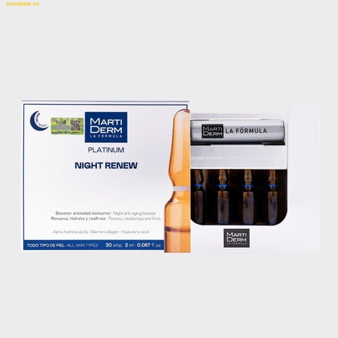 Ampoule Chống Lão Hoá & Tái Tạo Da Ban Đêm - MartiDerm Platinum Night Renew Ampoule hộp 30 ống