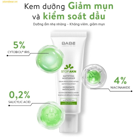Kem Dưỡng Babe Stop AKN Mattifying Moisturiser 50ml