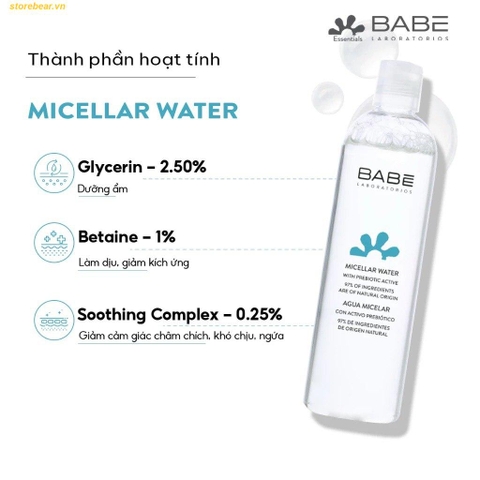 Nước tẩy trang dịu nhẹ Babe Micellar Water 250ml