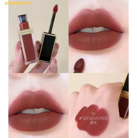 Son Kem Tom Ford Liquid Lip Luxe Matte 123 Devoted – Màu Đỏ Nâu
