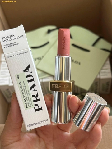 Son PRADA Monochrome Hyper Matte Lipstick P60 Brick Pink hồng cam nude