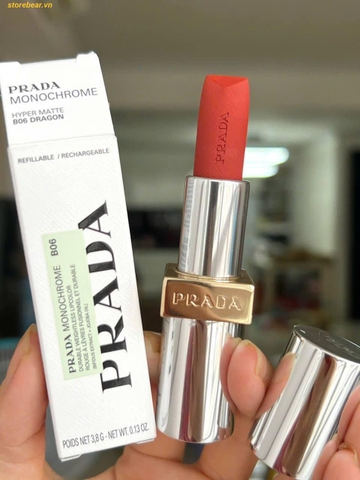Son Prada Monochrome Hyper Matte Lipstick B06 Dragon Đỏ Cam