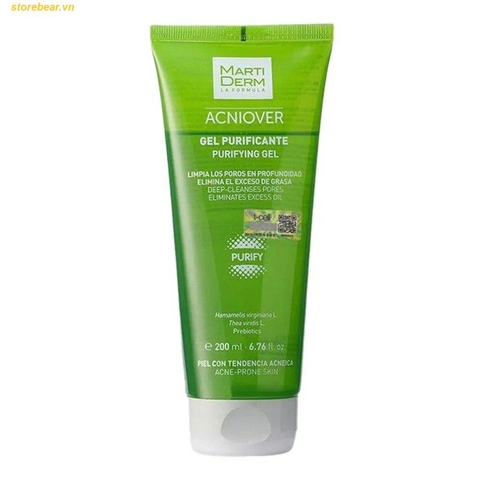 Gel Rửa Mặt Cho Da Dầu Mụn Martiderm Acniover Purifying Gel 200ml