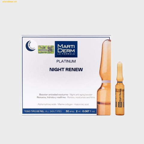 Ampoule Chống Lão Hoá & Tái Tạo Da Ban Đêm - MartiDerm Platinum Night Renew Ampoule hộp 30 ống