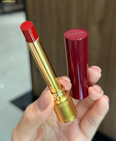 Son Gucci Rouge De Beauté Brillant Glow & Care Lip Colour 509 Rosso Ancora - Fullbox