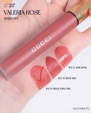 Son Kem Gucci Rouge À Lèvres Liquid Matte Lipstick - 217 - Valeria Rose - Fullbox