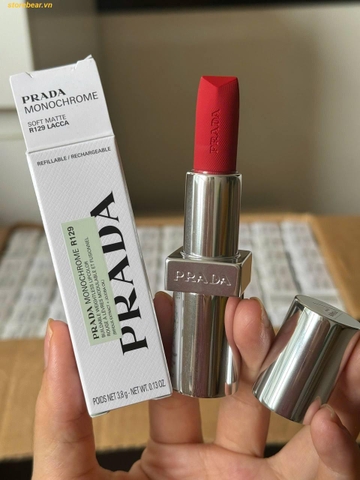 Son Lì Prada Monochrome Soft Matte R129 Lacca Màu Đỏ Đậm Quyến Rũ