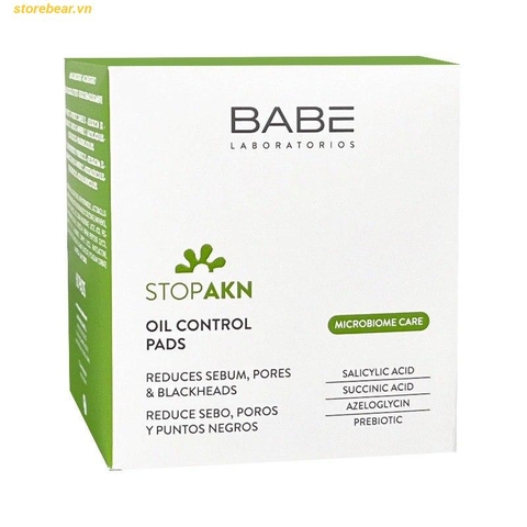 Miếng Pad BABE STOP AKN OIL CONTROL PADS kiểm soát dầu, giảm mụn, cho làn da sạch (60 miếng x 1 hộp)
