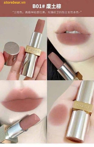 Son Prada Monochrome Hyper Matte Lipstick B01 Argile Màu Nâu Tây