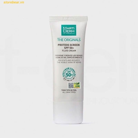 Kem Chống Nắng Phổ Rộng Toàn Diện Ngừa Lão Hóa, Phòng Chống Nám Quay Lại - MartiDerm The Originals Proteos Screen SPF50+ Fluid Cream 40ml