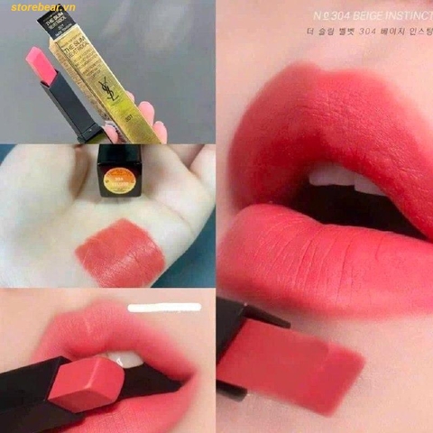 Son YSL Rouge Pur Couture The Slim Velvet Radical Matte Lipstick – 304 Beige Instinct Tone Hồng Cam Đào