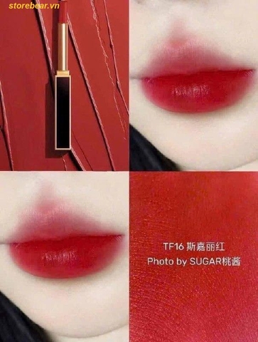 Son Tom Ford Slim Lip Color Shine 16 Scarlet Rouge Màu Đỏ Tươi
