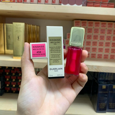 Son dưỡng môi GUERLAIN kiskiss be glow oil 458 Pop rose glow