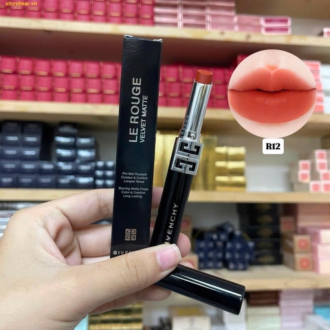 Son Givenchy Le Rouge Velvet Matte Long-Lasting Lipstick R12 Scarlet Mesh Màu Đỏ Cam