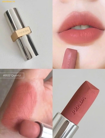 Son Lì Prada Monochrome Hyper Matte Lip B02 Quartz Màu Hồng Đào