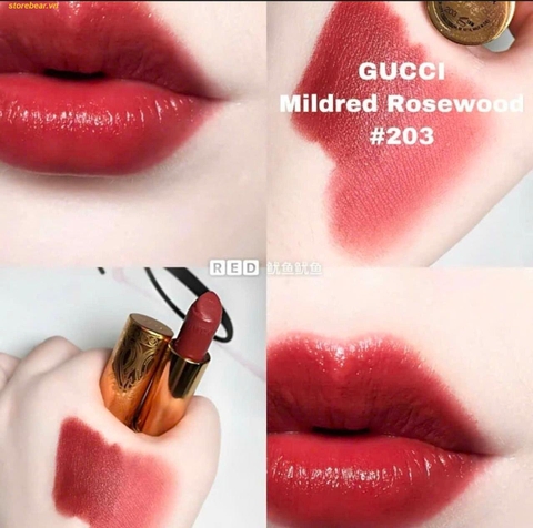 Son Gucci Rouge à Lèvres Satin Lipstick 203 Mildred Rosewood