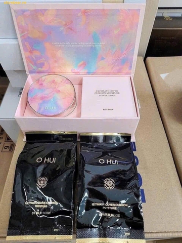 Set cushion OHUI hoa hồng Ohui 1 hộp + 2 lõi (Tone trắng Hồng nghen)