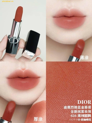 Son Dior Rouge Dior Couture Color Lipstick 626 Mousseline Veil Finish Màu Cam Gạch - Fullbox
