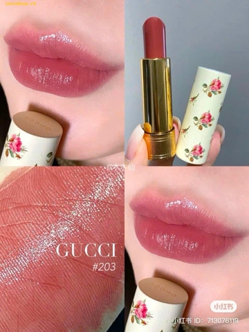Son Gucci Rouge À Lèvres Voile Lipstick 203 Mildred Rosewood - Hồng Đỏ Đất