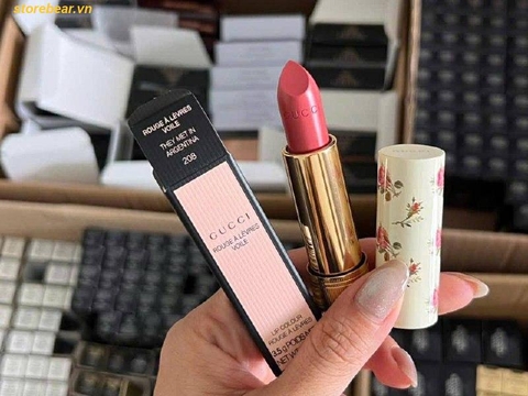 Son Môi Gucci Rouge À Lèvres Voile Lipstick 208 They Met In Argentina Màu Hồng Đất