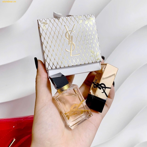 Set Quà YSL Limited (Son YSL Mini shade RM + Nước hoa YSL Libre + Serum YSL Pure Shots + Túi YSL đỏ)