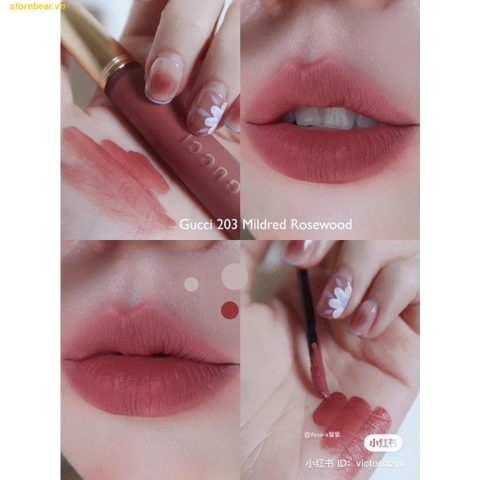 Son Kem Lì Gucci Rouge Liquid Matte Màu 203 Mildred Rosewood