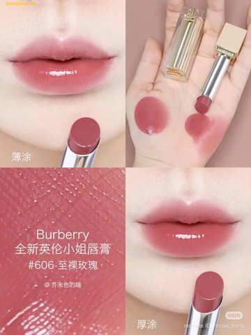 Son Dưỡng Môi Burberry Brit Shine Lipstick 606 Rose Petal - fullbox