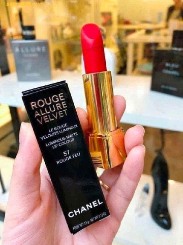Son Chanel Allure Velvet 57 Rouge Feu Màu Đỏ Cam