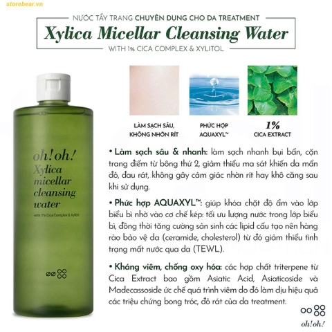 Nước Tẩy Trang Chuyên Sâu Oh!Oh! Xylica Micellar Cleansing Water 500ml