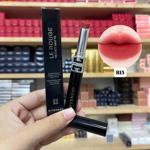 Son Givenchy Le Rouge Velvet Matte Long-Lasting Lipstick R13 Red Muse Màu Đỏ Nâu