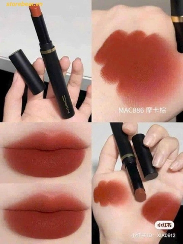 Son MAC Powder Kiss Velvet Blur Slim 886 Marrakesh Mere – Màu Đỏ Nâu