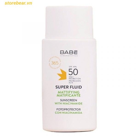 Kem chống nắng cho da dầu mụn Babe Super Fluid Mattifying Sunscreen SPF 50 (50ml)