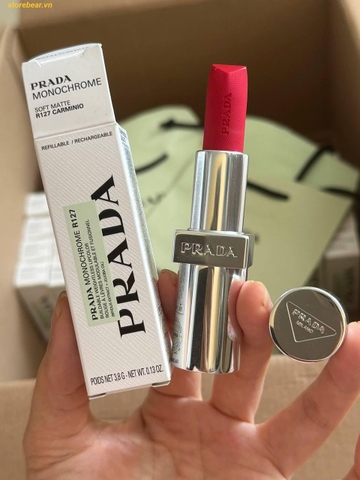 Son Prada Monochrome Soft Matte Lipstick R127 Carminio Màu Đỏ Hồng - Fullbox