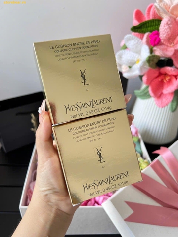 Phấn Nước Cushion YSL Le Cushion Encre De Peau Luminous Matte Cushion Foundation 14g Fullbox (Nắp Nam Châm) - Tone 10