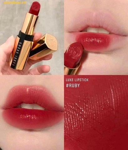 Son Bobbi Brown Luxe Lipstick - Màu 808 Ruby Fullbox Đỏ Ruby