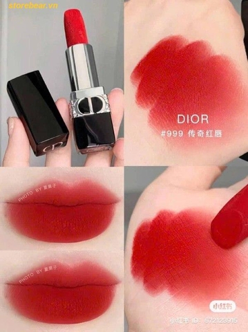 Son Dior Rouge Velvet Màu 999 - Đỏ Tươi Fullsize FullBox
